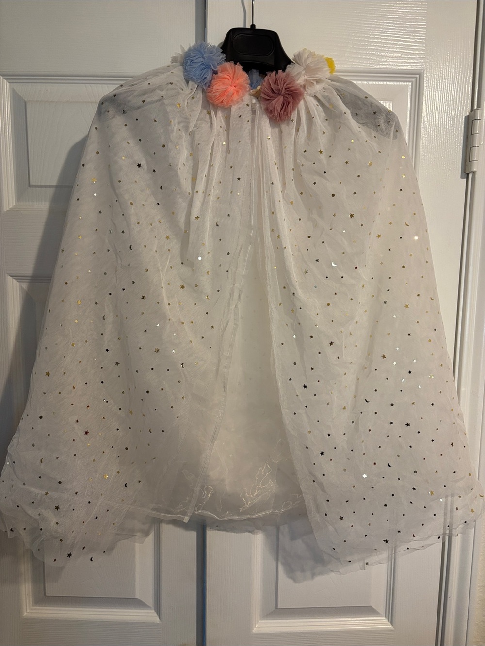 Meri Meri White Tulle Dress with Pastel Pom-Poms and Star Accents